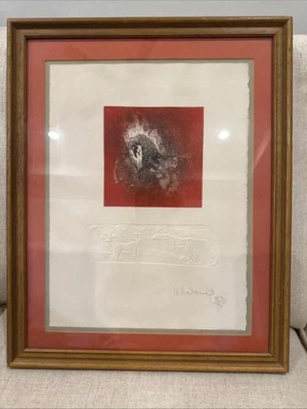 Framed Lebadang (aka Hoi), Red Horse, Etching with Relief, signed and numbered - Picture 3 of 7